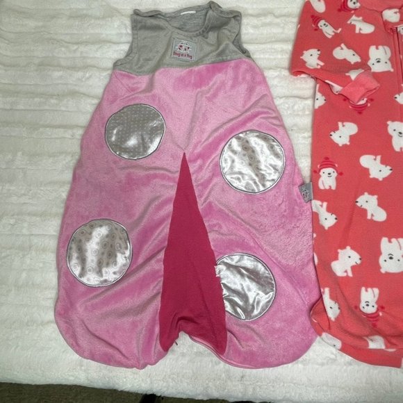 Lot of 2 Carter's Infant Baby Girl Sleep Sacks Nighttime Zipper Blankets‎ - Picture 3 of 9